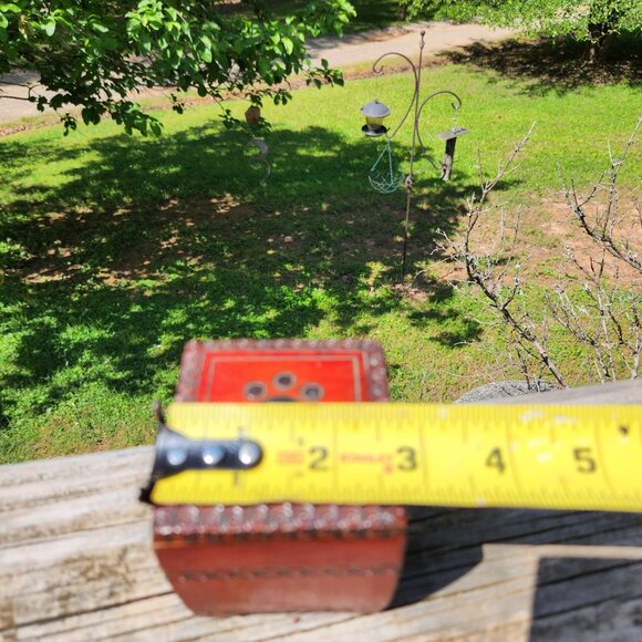 Vintage Hand Carved Wooden Polish Trinket Box With Intricate Circle & Swirl Desi - Picture 3 of 12